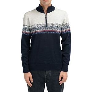 Dale of Norway Merino Wool Knit Quarter Zip Hovden Sweater Navy blue shadow
